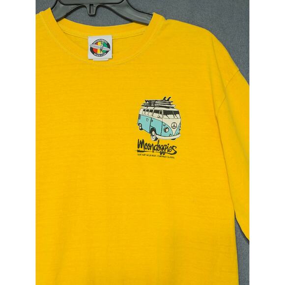 Moondoggies Beach Club long sleeve yellow tee sz M beach surfcore skater VW - Picture 3 of 11